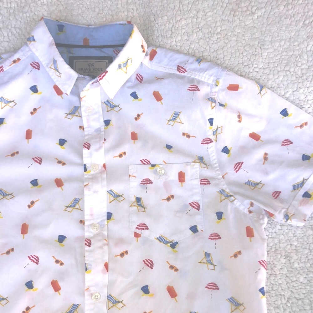 Brave Soul shirt summer beach print button down short sleeve men’s small